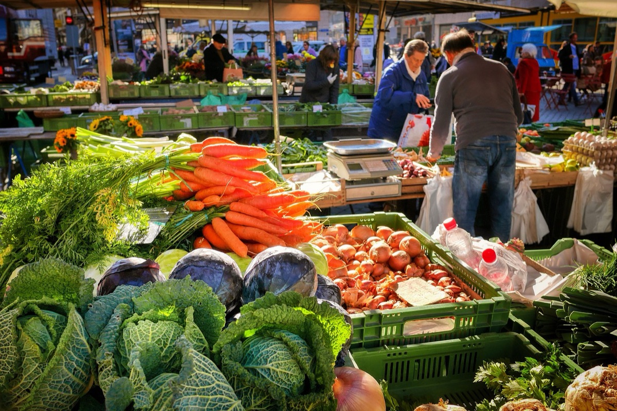 Local food market stall in Rome