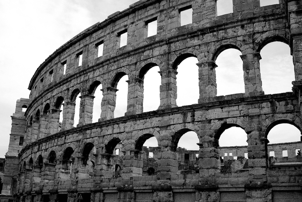 Colosseum interior with tourists