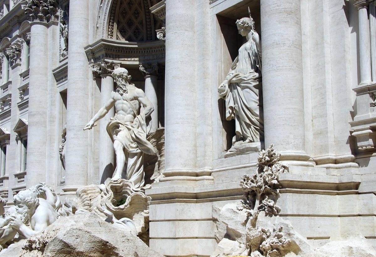 Trevi Fountain at sunset, no text